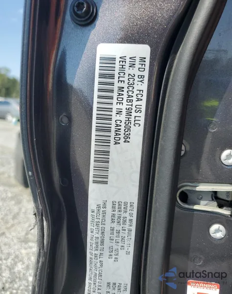 2021 Chrysler 300 S z USA, uszkodzony, nr VIN 2C3CCABT9MH505364